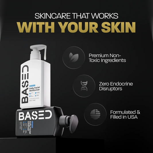 BASED Daily Facial Moisturiser - side angle for men UK